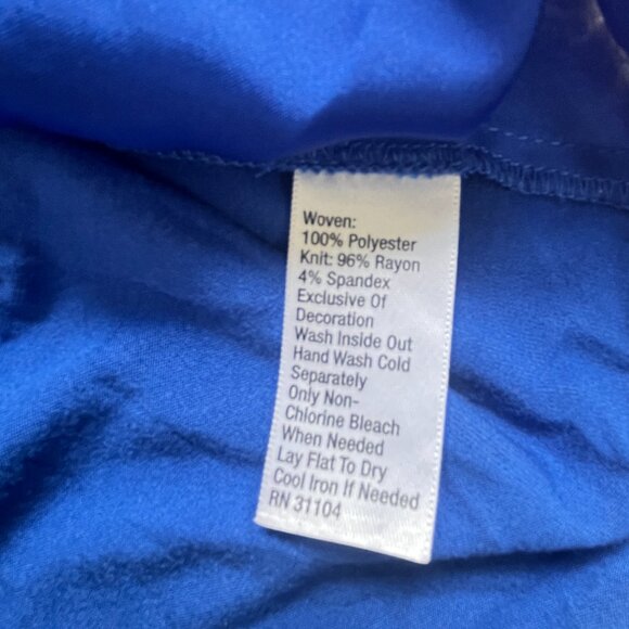 2/$30 Cynthia Rowley Royal Blue Beaded Trim Blouse Small - Picture 5 of 6